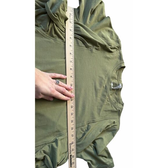 Lululemon Cotton Wrap-Front T-Shirt Dress Green Women's Size 10 Athlrisure Short - Picture 5 of 9